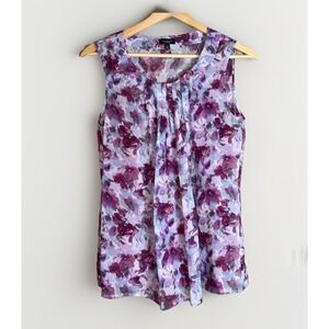 Talbots Sheer Floral Silk Sleeveless Blouse w/Built-In Tank Woman's Size 4